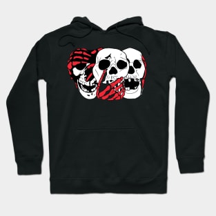 3 Skulls (w/red) Hoodie